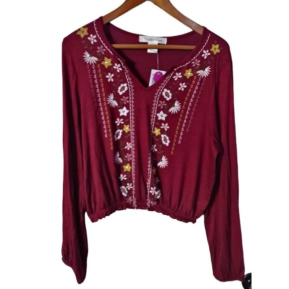 Women's Large Youth in Revolt Burgundy Semi Crop Top New with Tags - Picture 1 of 6